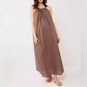 A Pea In the Pod Liberty fabric Sz L Red Green Maxi Dress Made In Italy